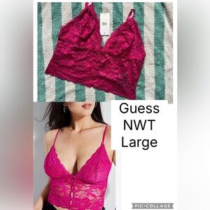 Guess Women's Fuchsia Stretch Lace Bralette NEW w tags